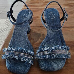 Ash Lover Ankle Strap denim Sandal in Blue size 7.5